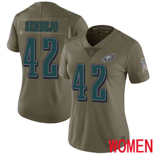 Women Philadelphia Eagles #42 Andrew Sendejo Limited Olive 2017 Salute to Service Football NFL Jersey->women nfl jersey->Women Jersey